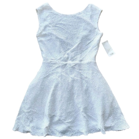 Tobi Sequined Tulle Open Back Sleeveless Cocktail Mini Dress White Size M - Picture 1 of 8
